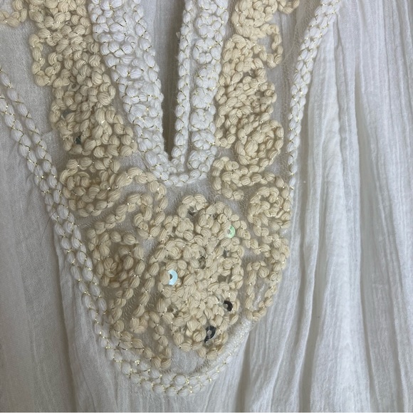 FREE PEOPLE Coastal Boho Beachy Embroidered Tunic Top Cover Up Gauze Sz S P - Picture 3 of 10